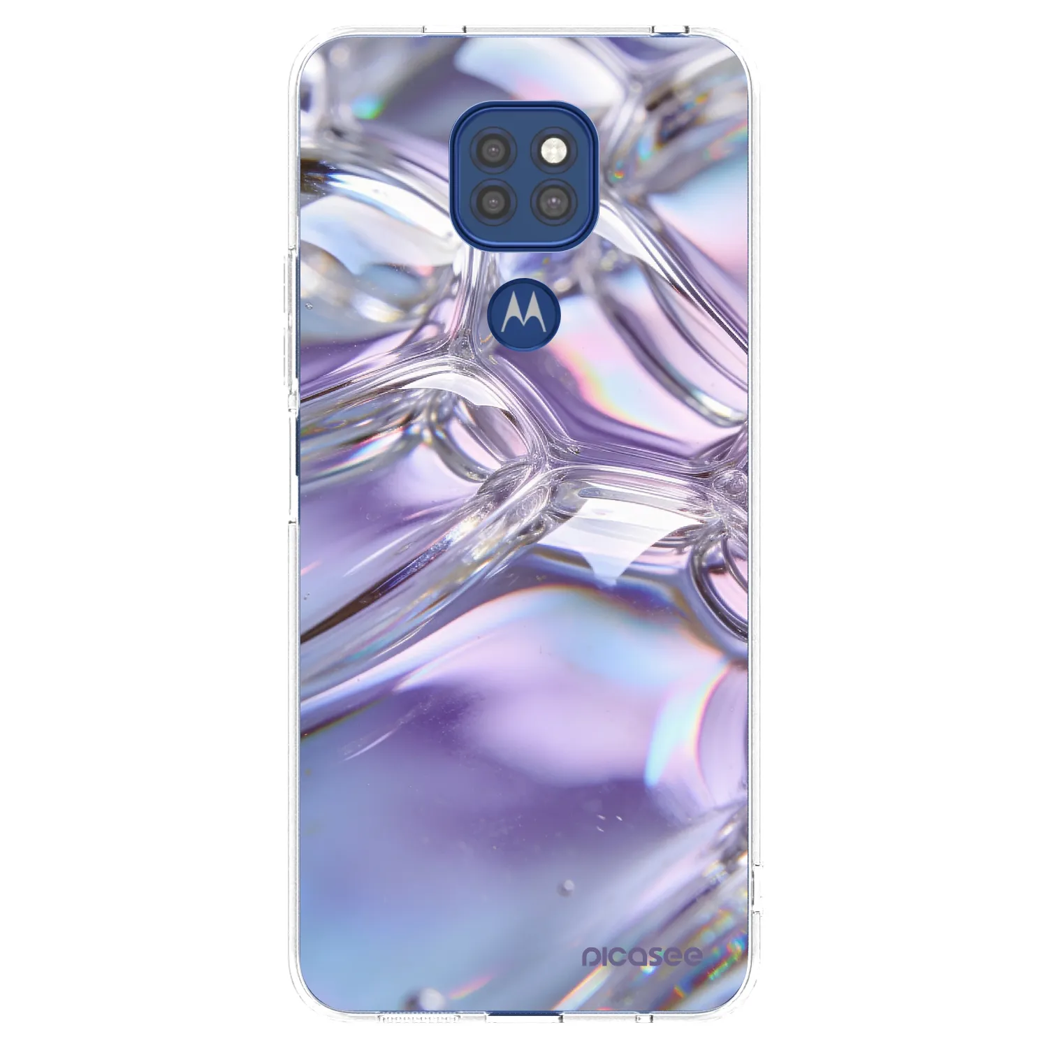 Picasee silikonový průhledný obal pro Motorola Moto G9 Play - Iridescent bubbles