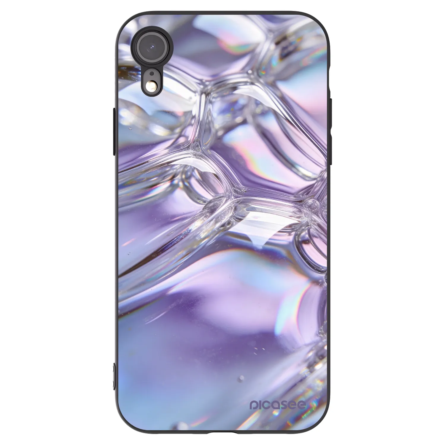 Picasee silikonový černý obal pro Apple iPhone XR - Iridescent bubbles