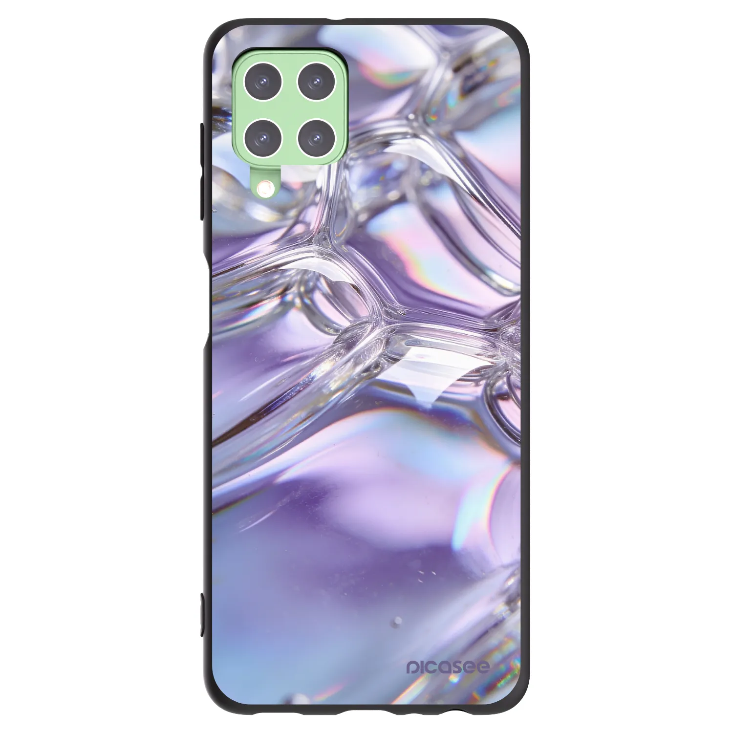 Picasee silikonový černý obal pro Samsung Galaxy A22 A225F 4G - Iridescent bubbles