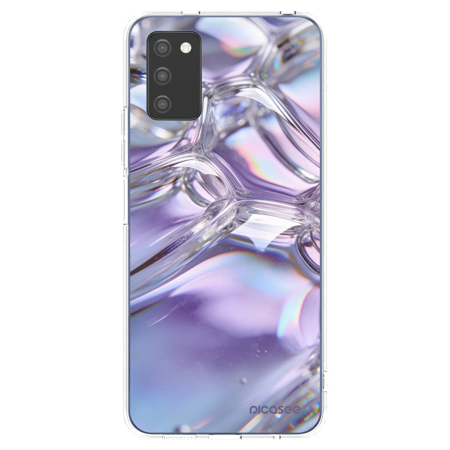 Picasee silikonový průhledný obal pro Samsung Galaxy A03s A037G - Iridescent bubbles