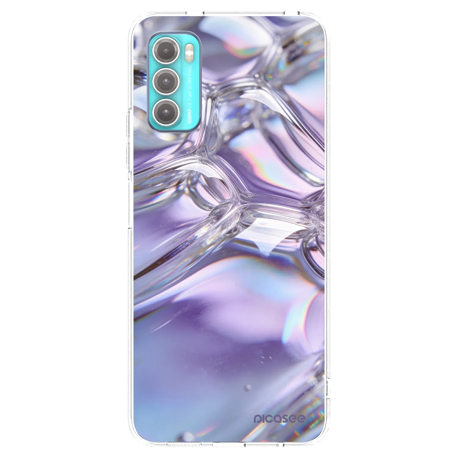 Picasee silikonový průhledný obal pro Motorola Moto G60 - Iridescent bubbles