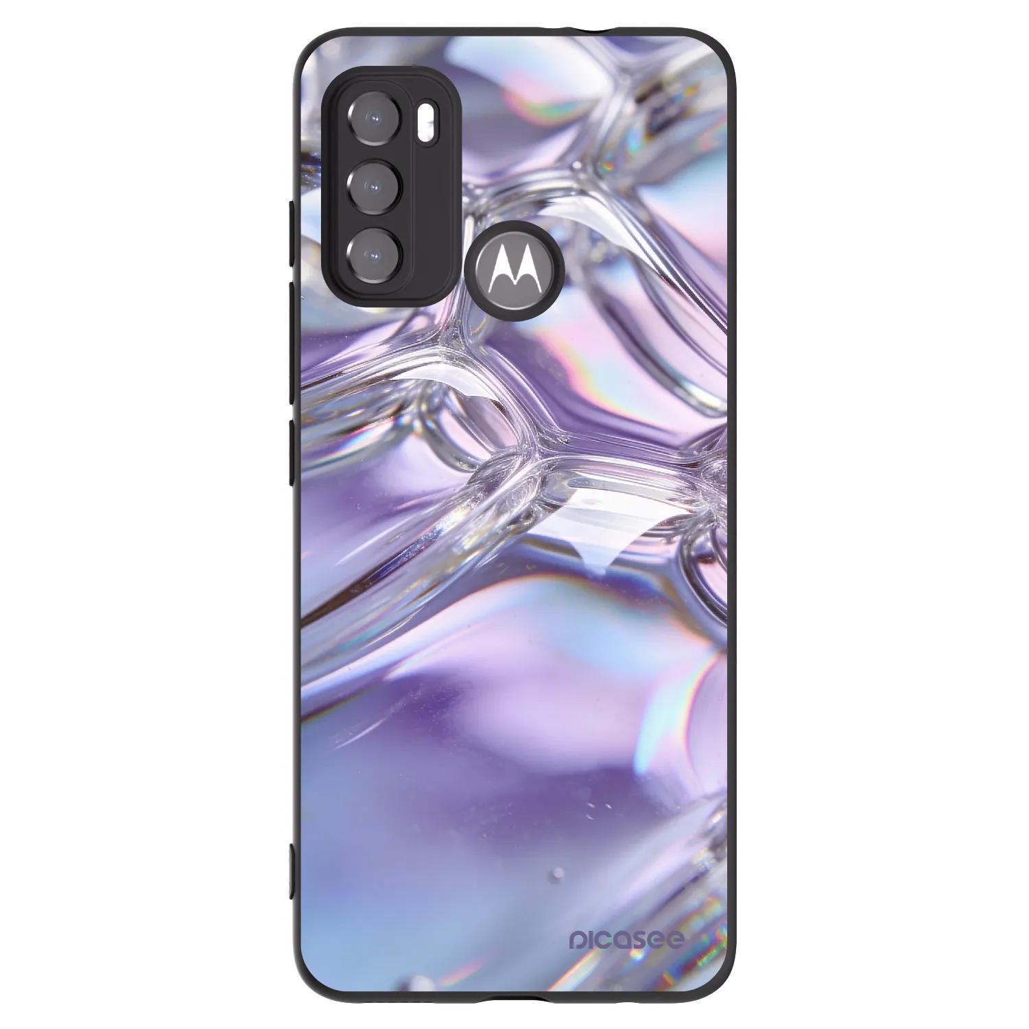 Picasee silikonový černý obal pro Motorola Moto G60 - Iridescent bubbles