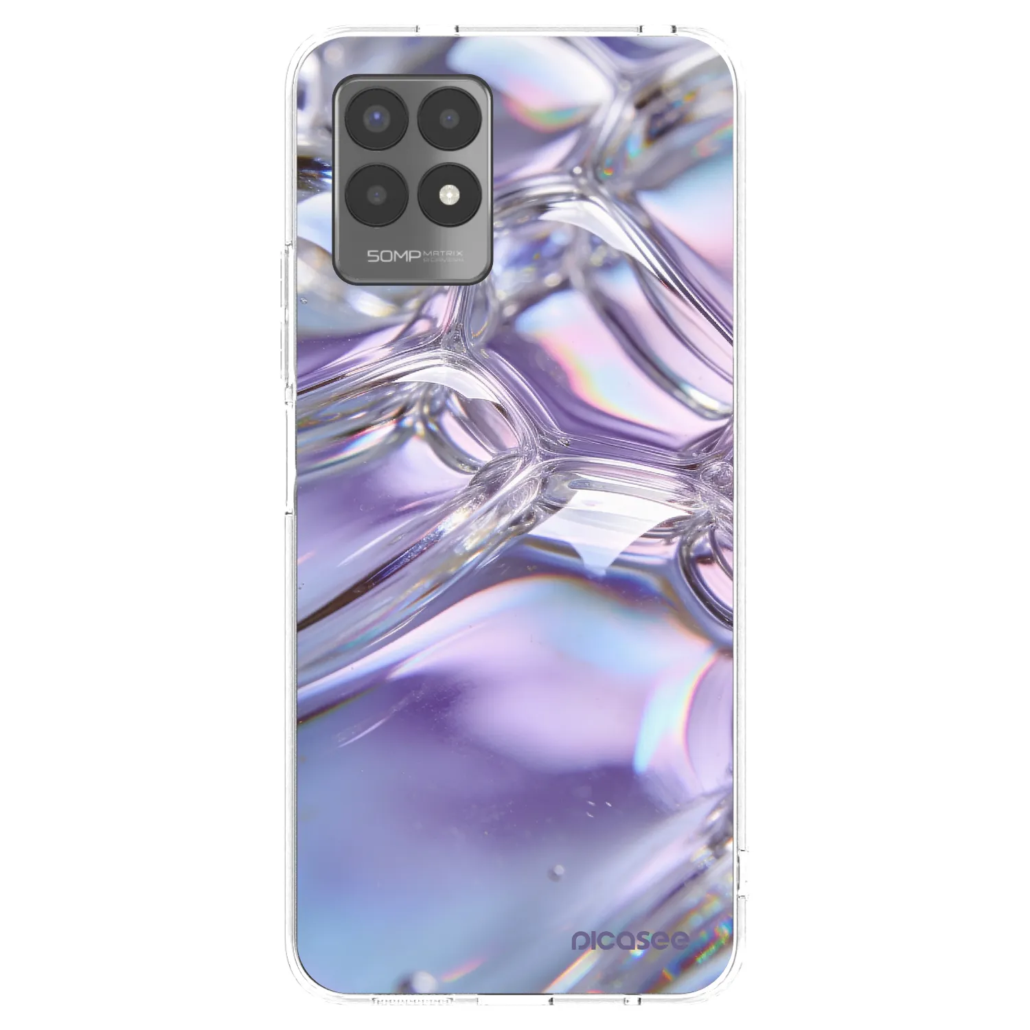 Picasee silikonový průhledný obal pro Realme 8i - Iridescent bubbles