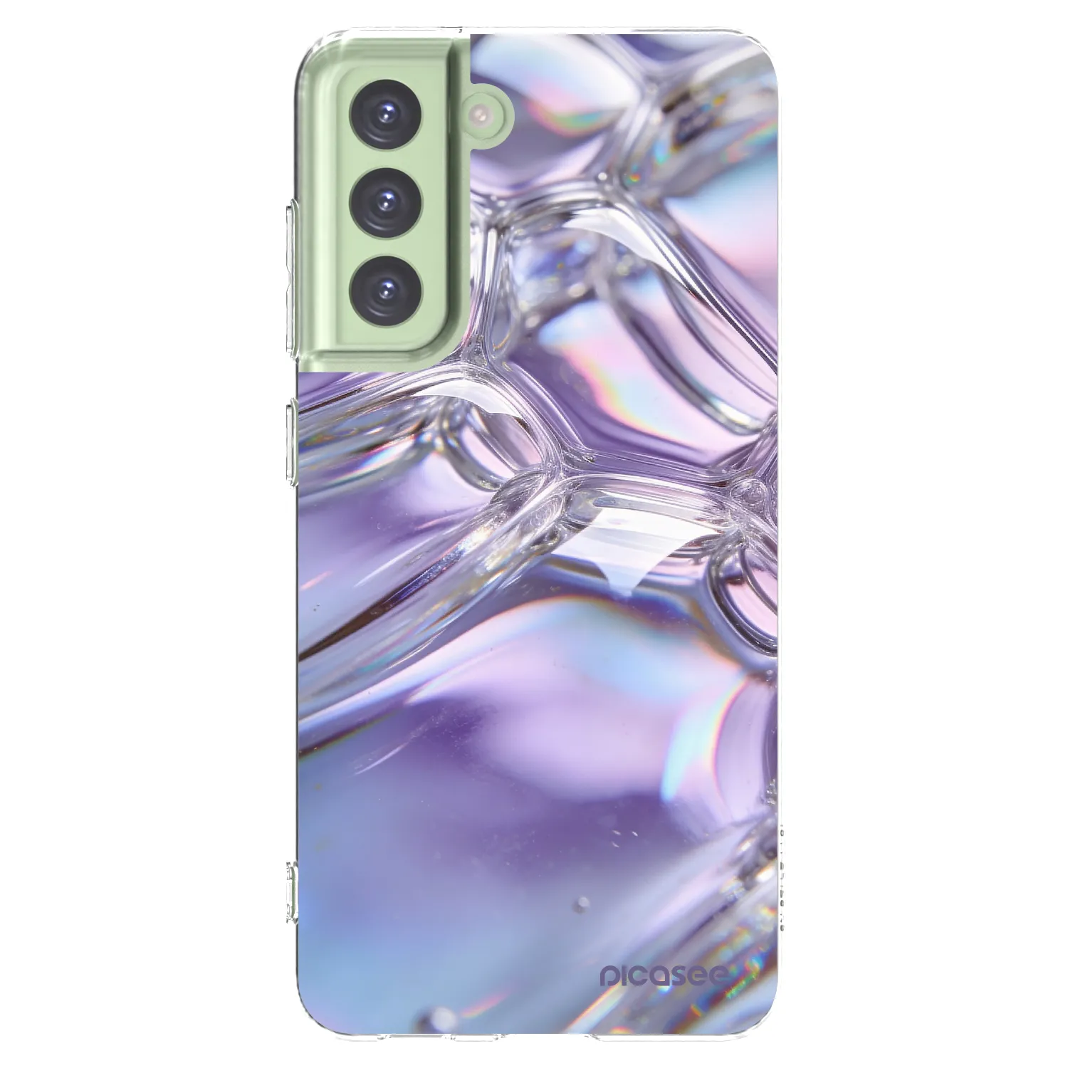Picasee silikonový průhledný obal pro Samsung Galaxy S21 FE 5G - Iridescent bubbles