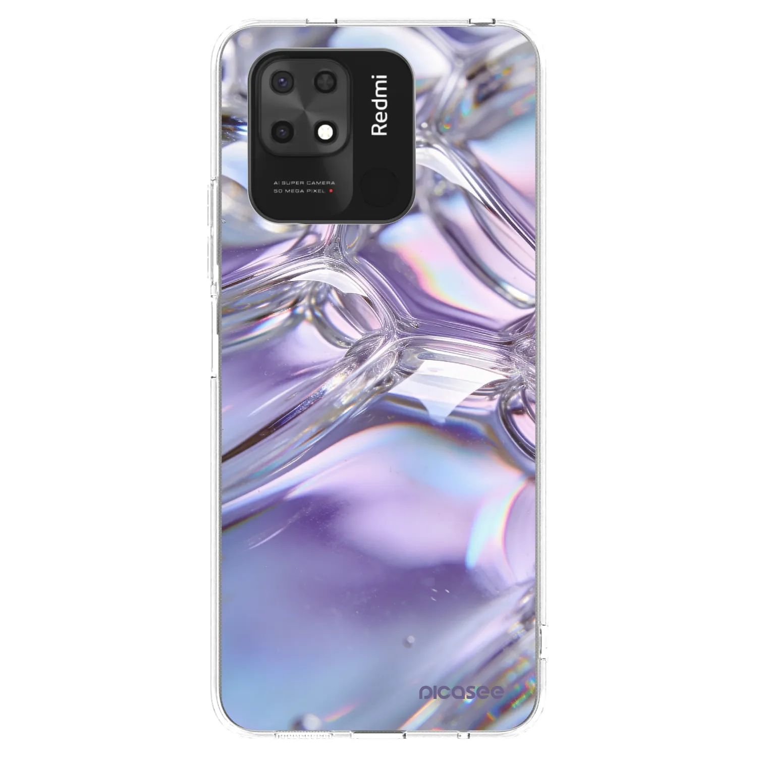 Picasee silikonový průhledný obal pro Xiaomi Redmi 10C - Iridescent bubbles