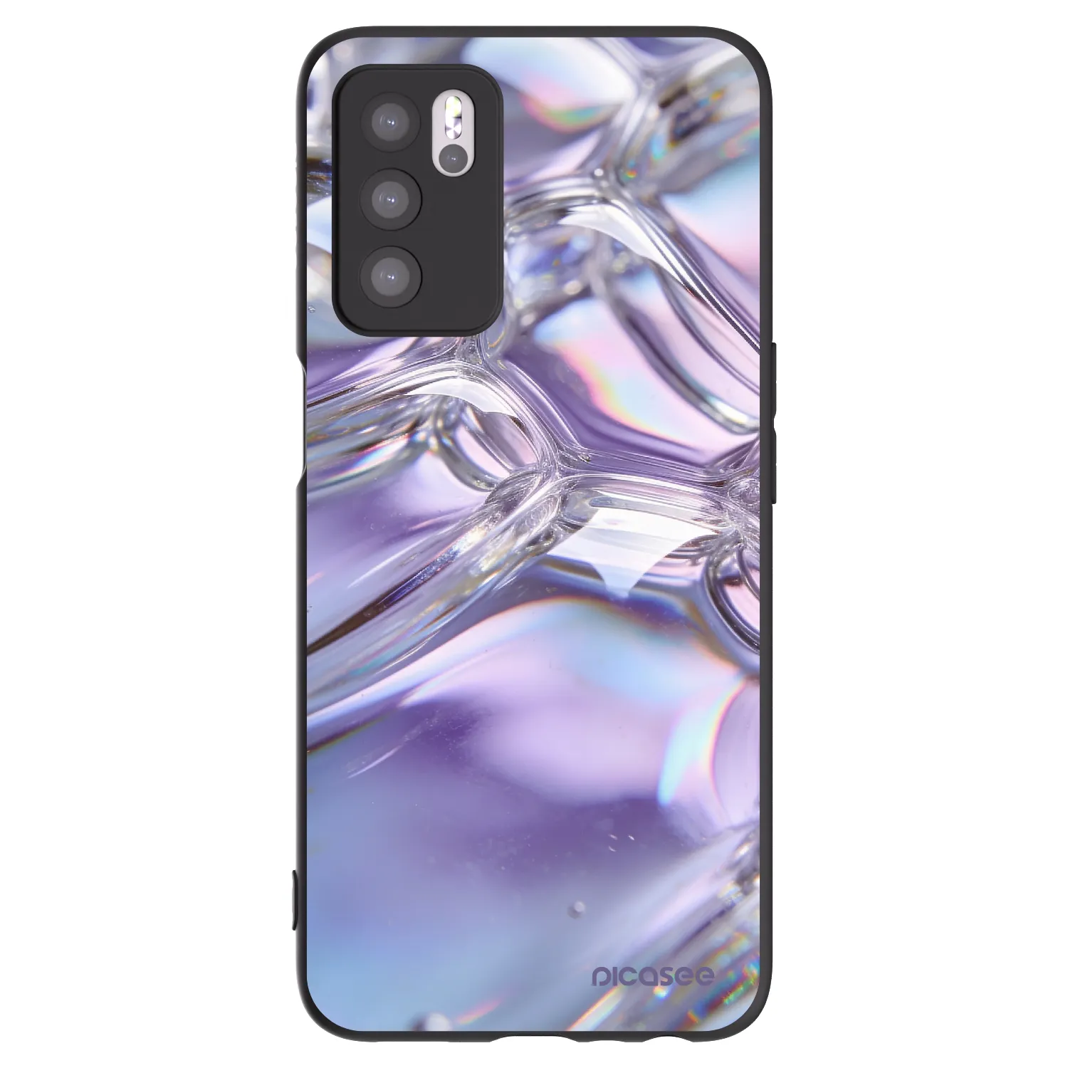 Picasee silikonový černý obal pro OPPO A16 - Iridescent bubbles