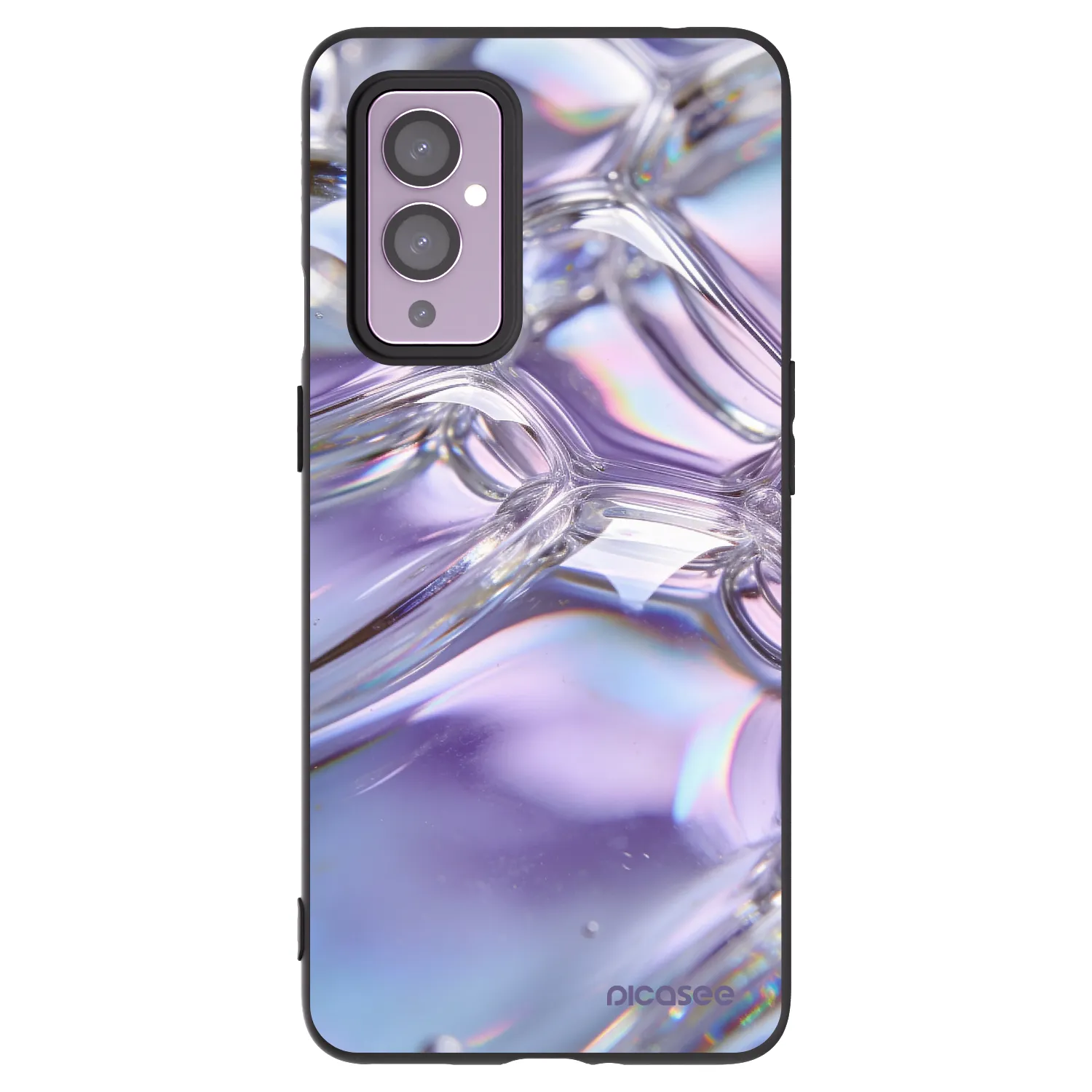 Picasee silikonový černý obal pro OnePlus 9 - Iridescent bubbles