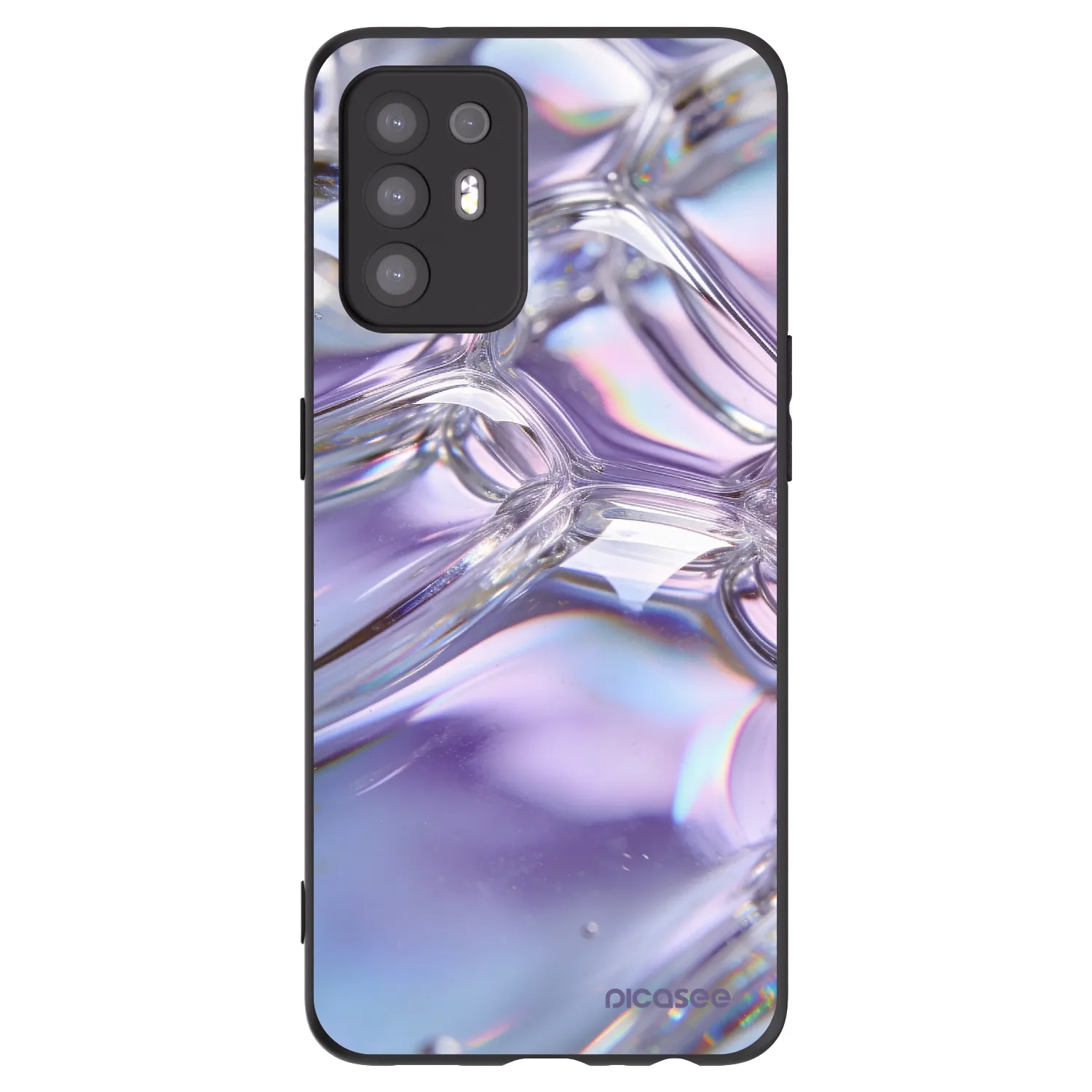 Picasee silikonový černý obal pro OPPO A94 5G - Iridescent bubbles