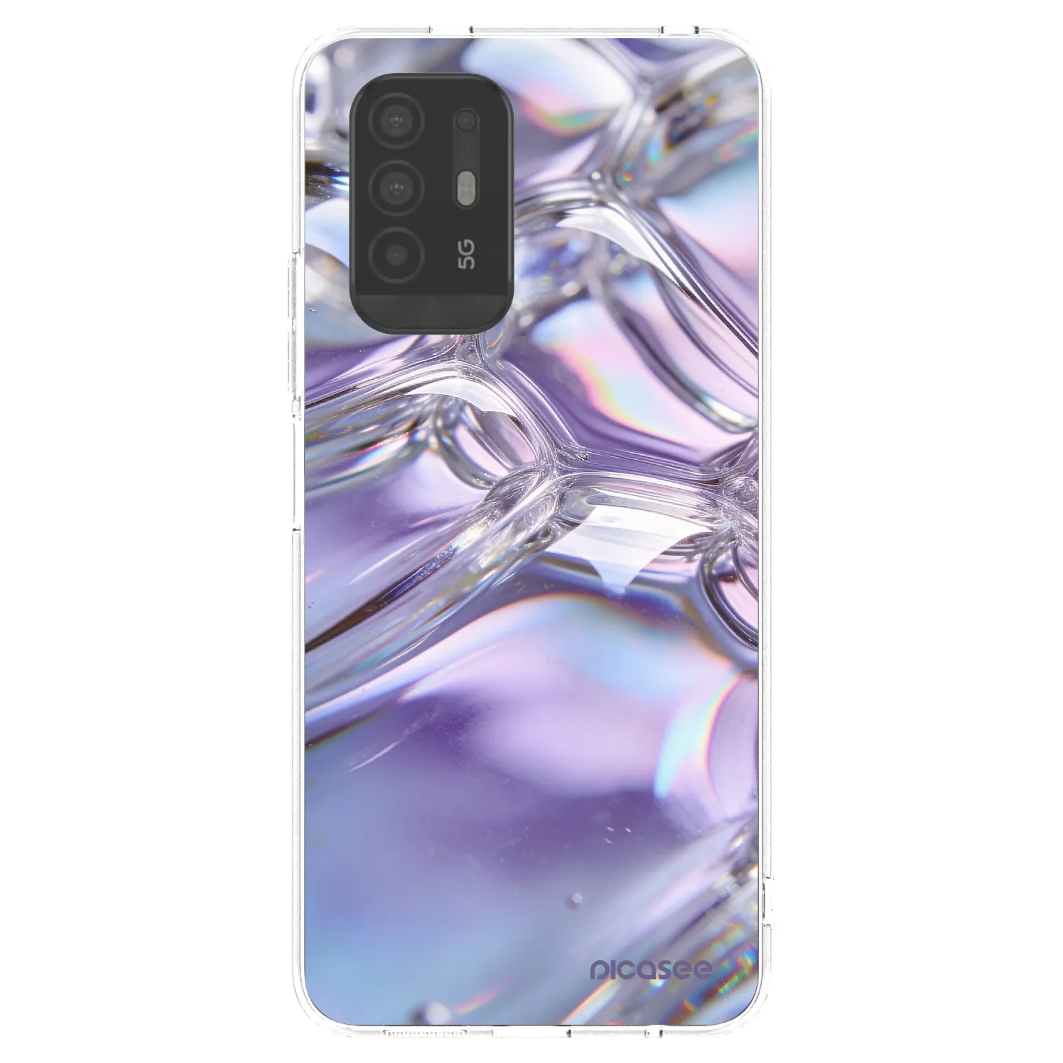 Picasee silikonový průhledný obal pro OPPO A94 5G - Iridescent bubbles