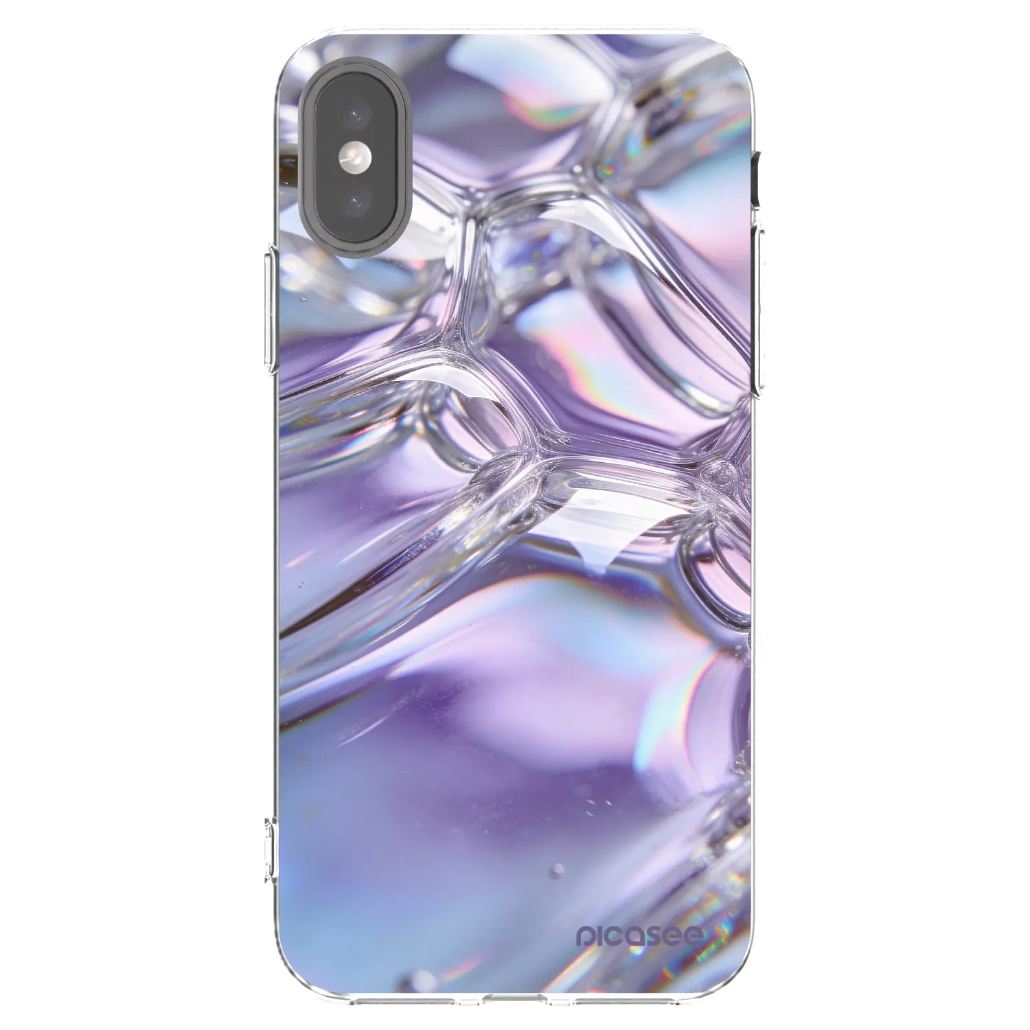 Picasee silikonový průhledný obal pro Apple iPhone X/XS - Iridescent bubbles