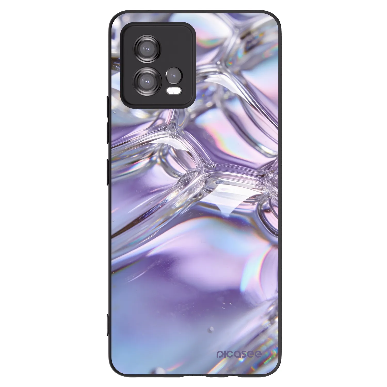 Picasee silikonový černý obal pro Motorola Moto G72 - Iridescent bubbles