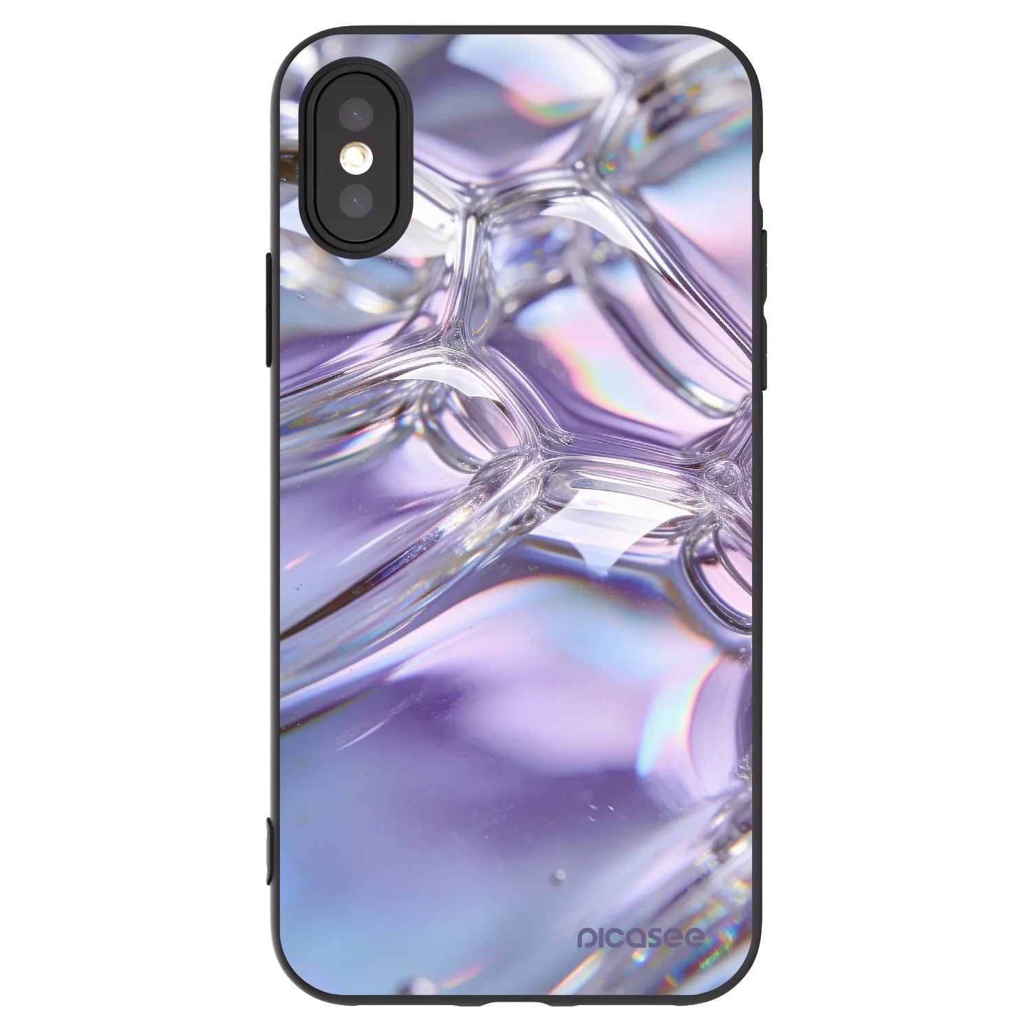 Picasee silikonový černý obal pro Apple iPhone X/XS - Iridescent bubbles