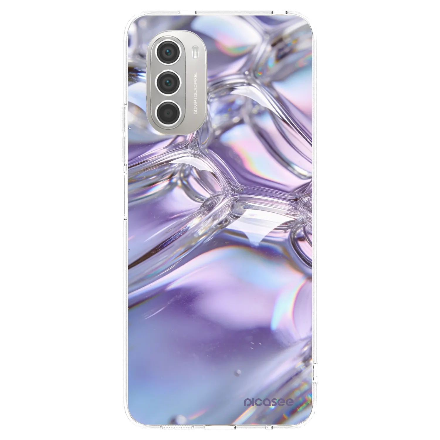 Picasee silikonový průhledný obal pro Motorola Moto G51 - Iridescent bubbles