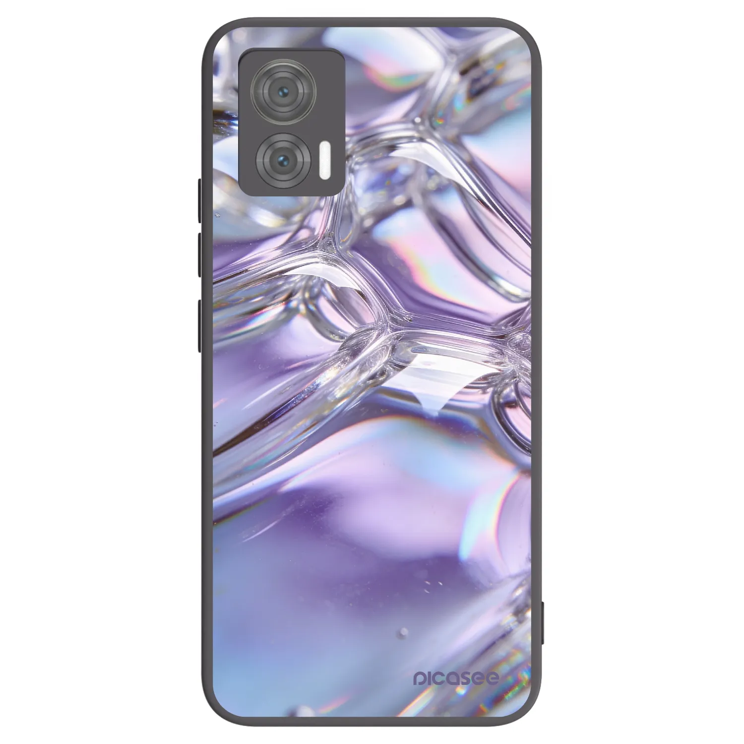 Picasee silikonový černý obal pro Motorola Edge 30 Neo - Iridescent bubbles
