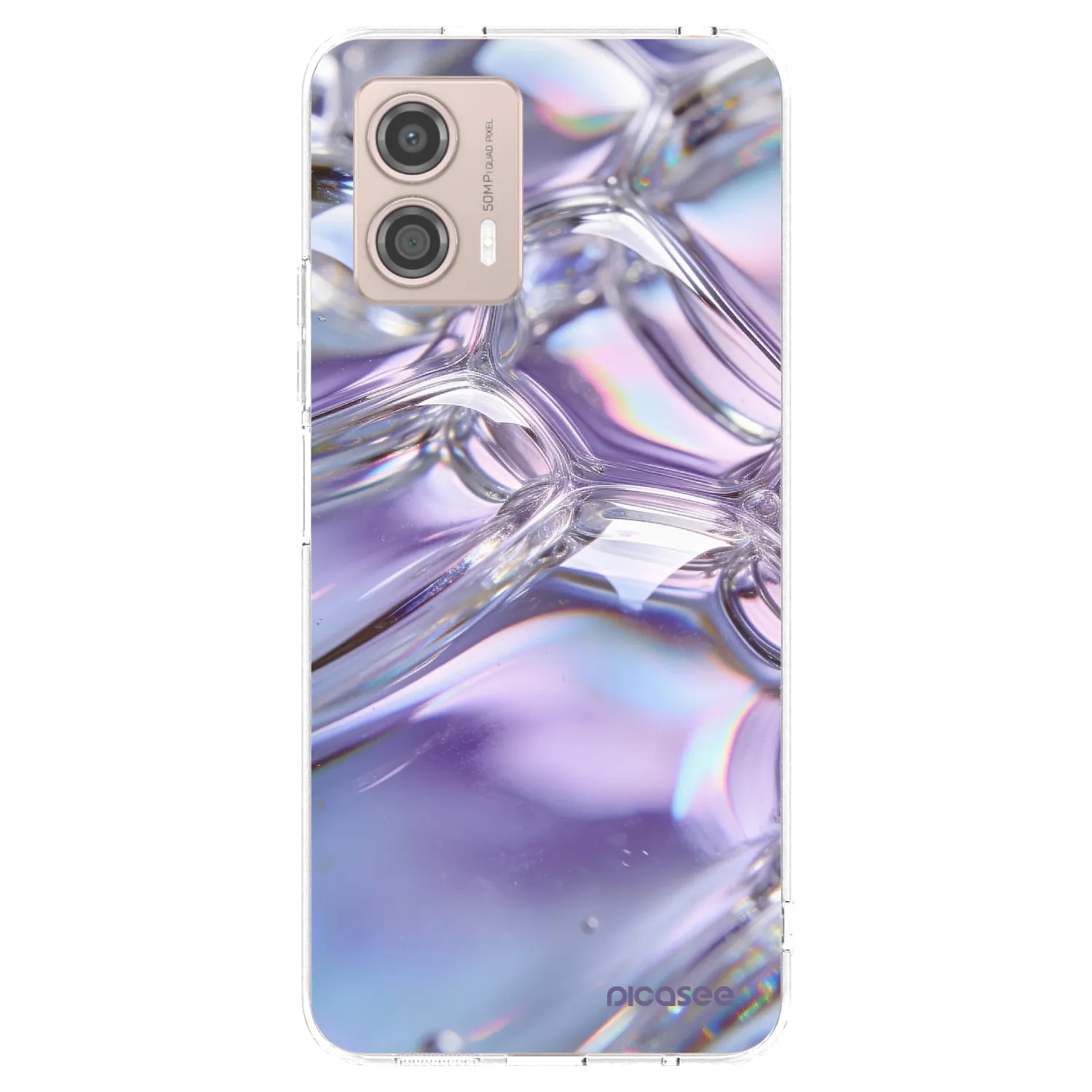 Picasee silikonový průhledný obal pro Motorola Moto G53 5G - Iridescent bubbles