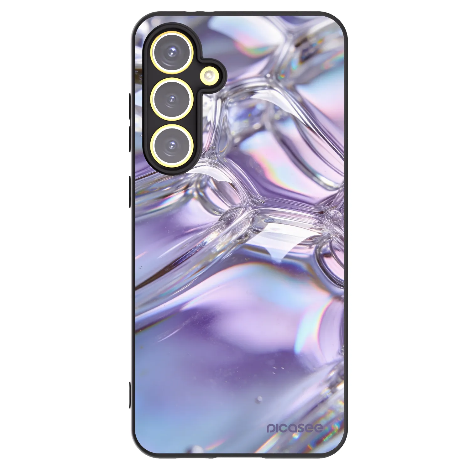 Picasee silikonový černý obal pro Samsung Galaxy S24 FE S721B - Iridescent bubbles