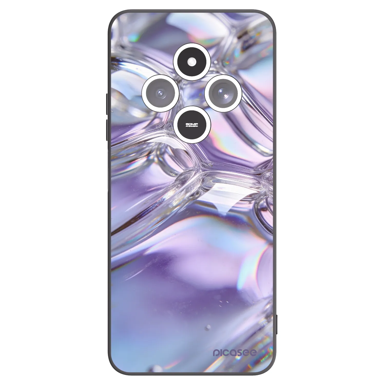 Picasee silikonový černý obal pro Xiaomi Redmi 14C - Iridescent bubbles