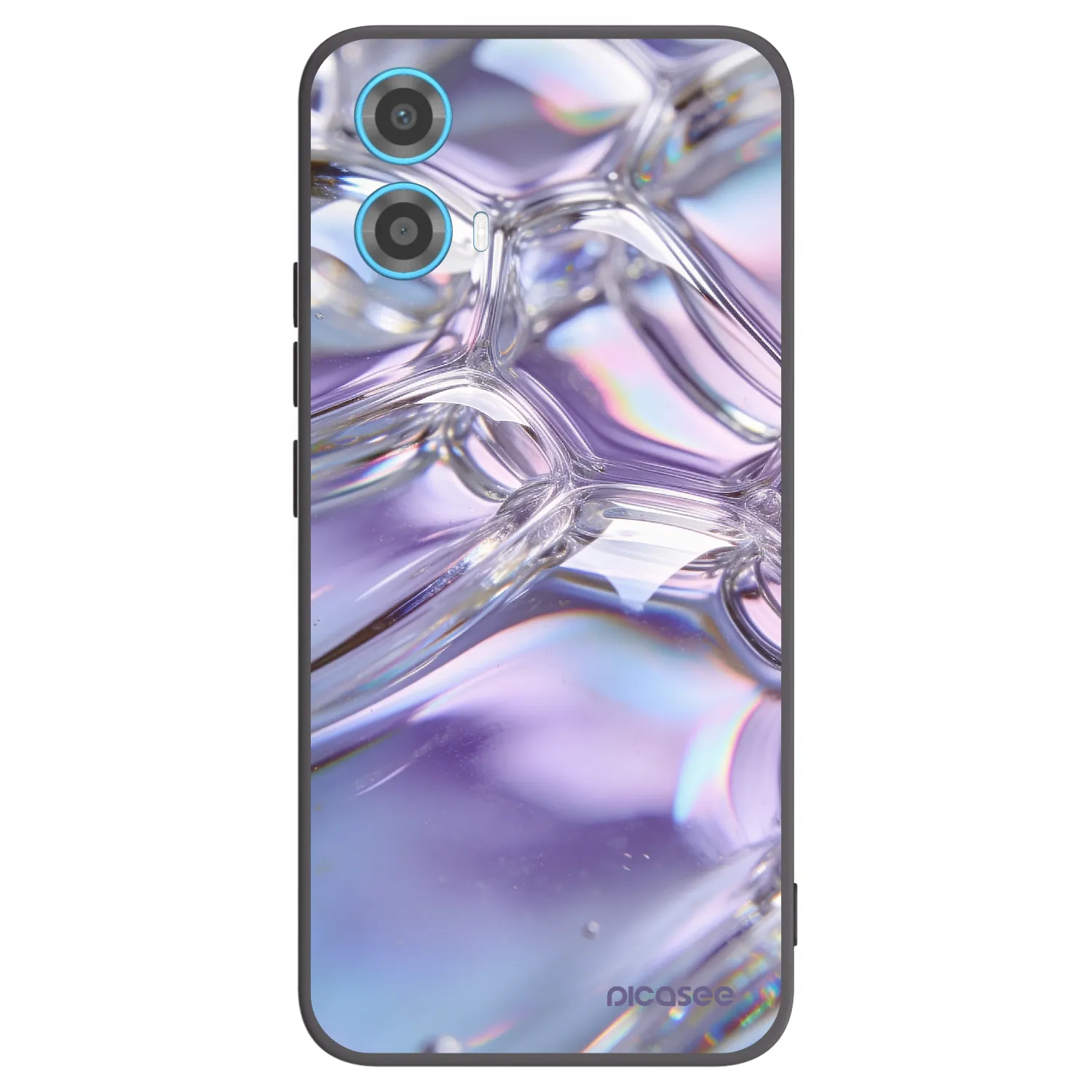 Picasee silikonový černý obal pro Motorola Moto G34 5G - Iridescent bubbles