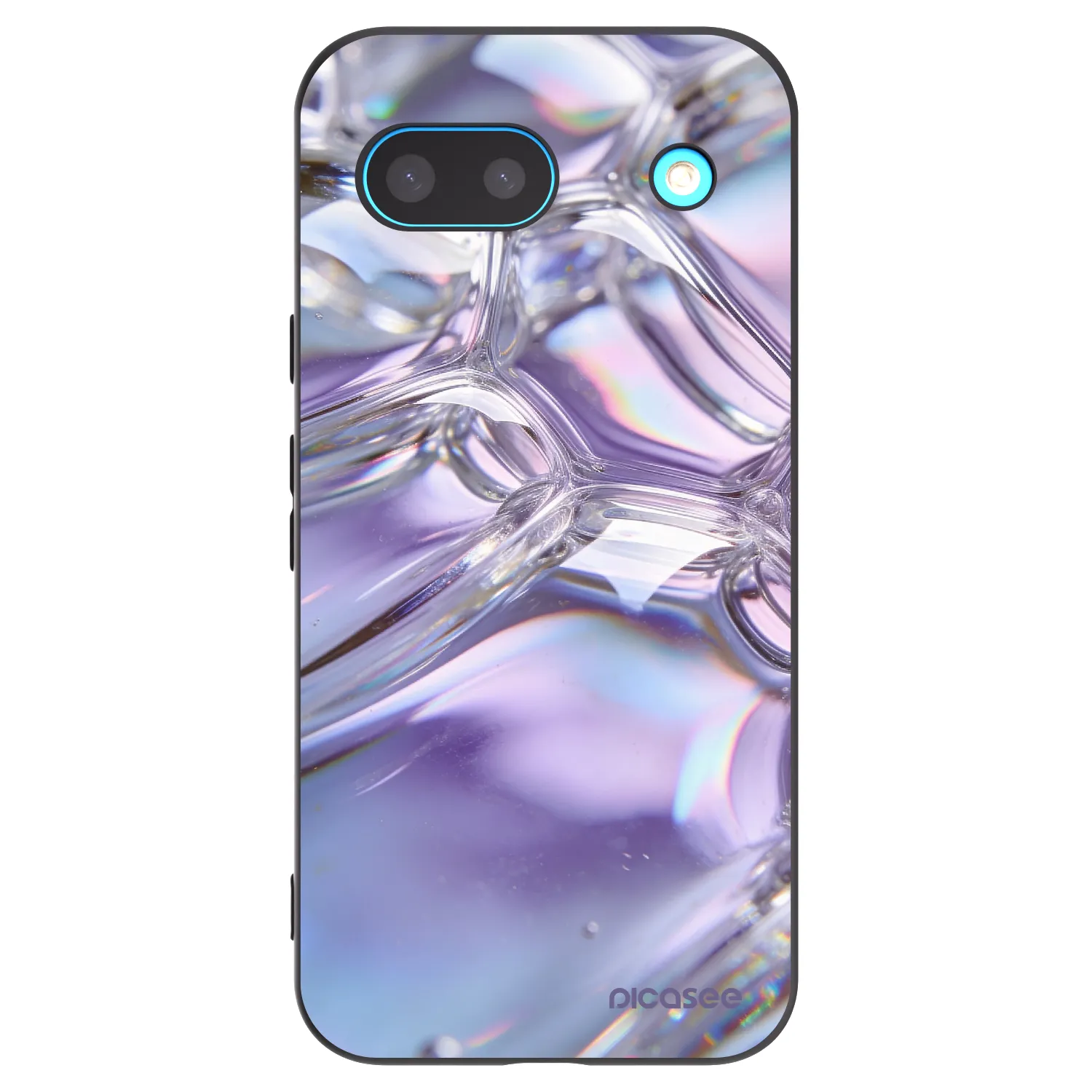 Picasee silikonový černý obal pro Google Pixel 8a - Iridescent bubbles