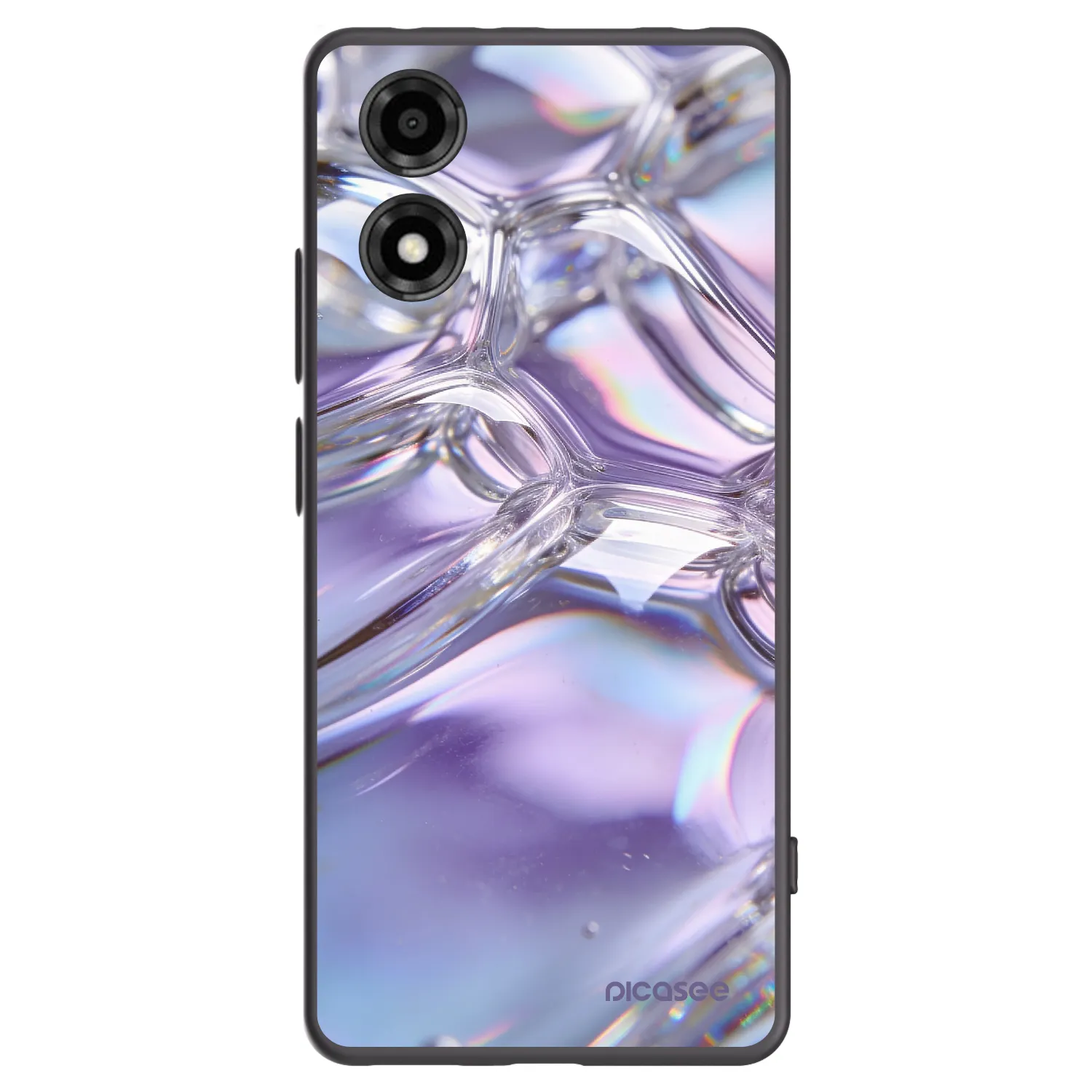 Picasee silikonový černý obal pro Motorola Moto E14 - Iridescent bubbles