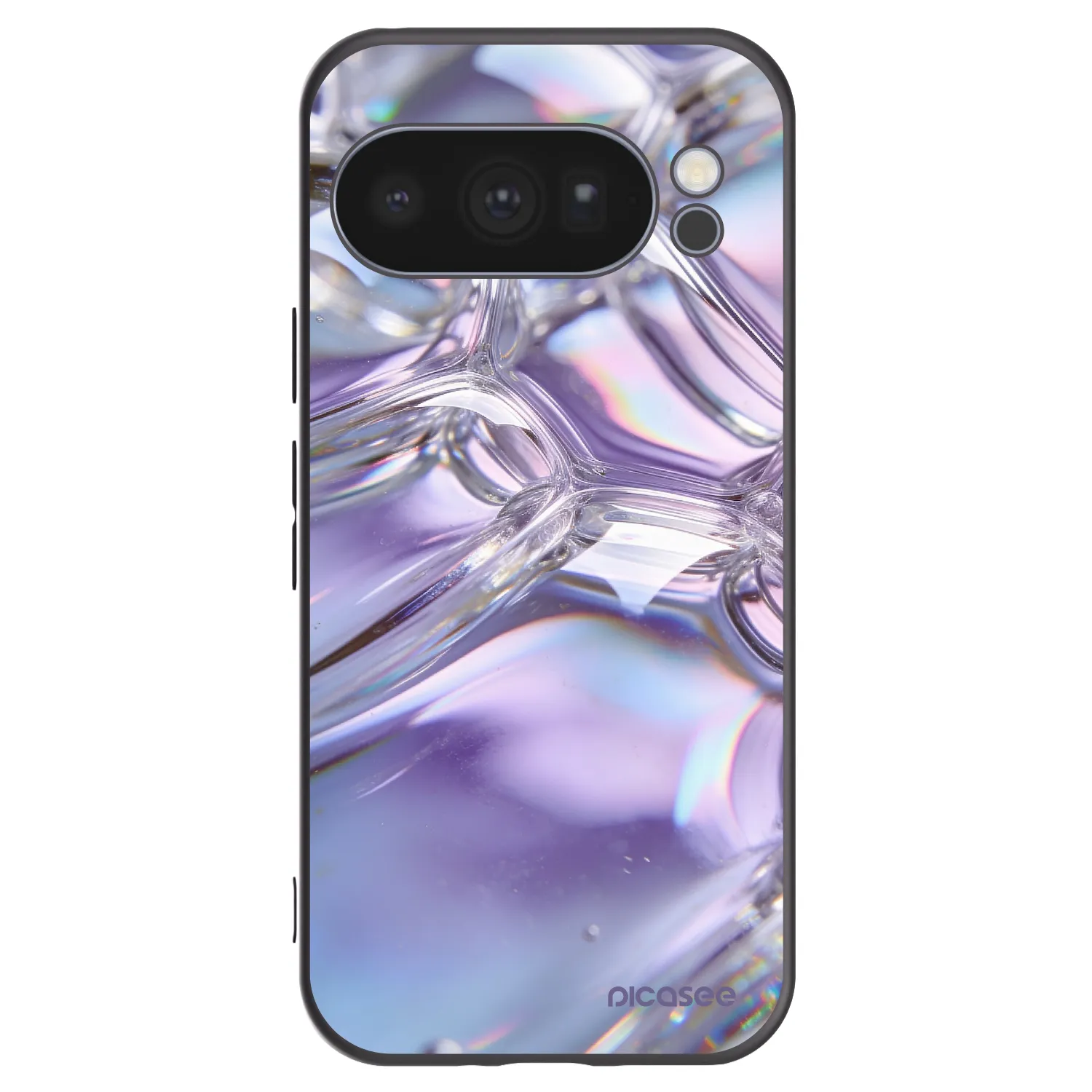 Picasee silikonový černý obal pro Google Pixel 10 Pro - Iridescent bubbles