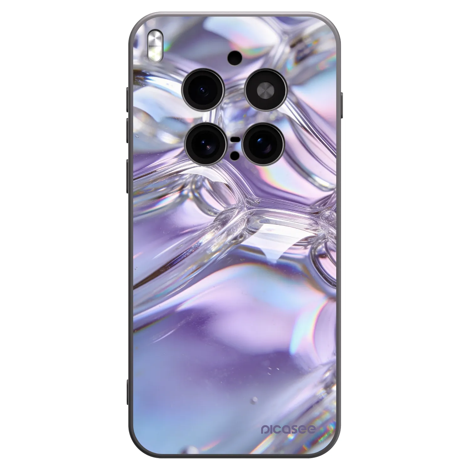 Picasee silikonový černý obal pro Vivo X300 Pro - Iridescent bubbles