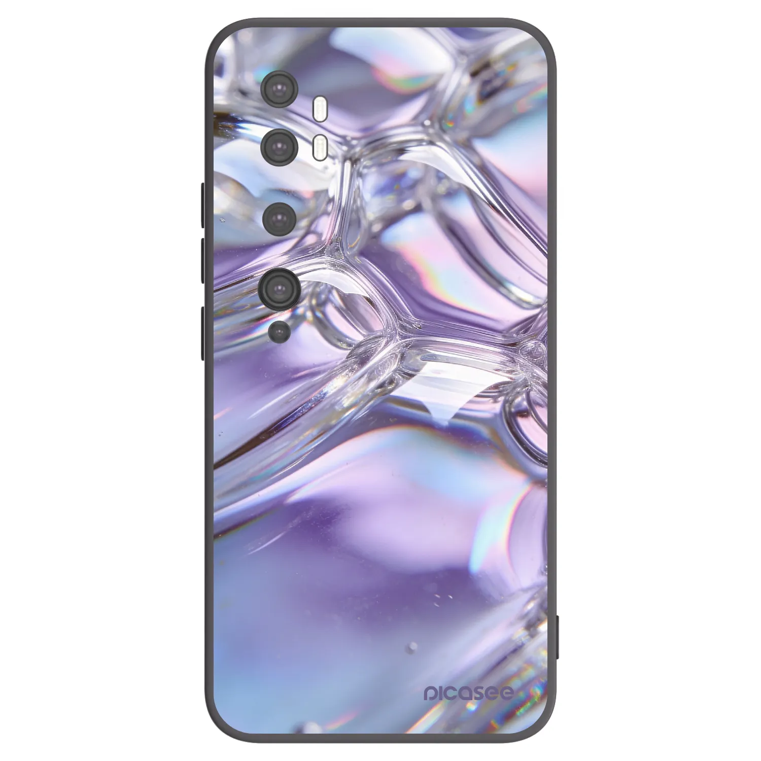Picasee silikonový černý obal pro Xiaomi Mi Note 10 (Pro) - Iridescent bubbles