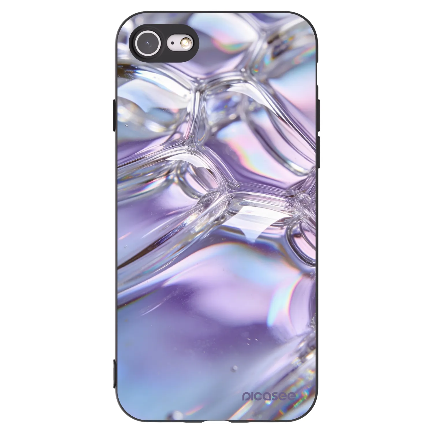 Picasee silikonový černý obal pro Apple iPhone SE 2020 - Iridescent bubbles