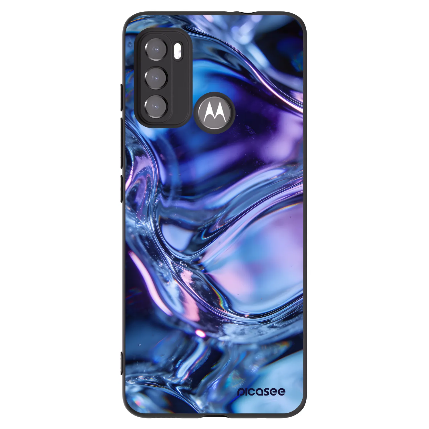 Picasee silikonový černý obal pro Motorola Moto G60 - Iris liquid