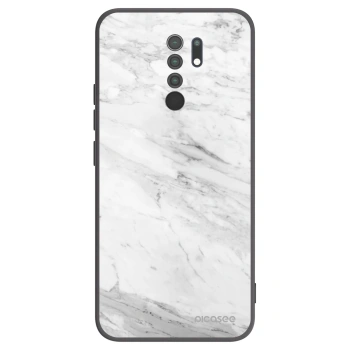 Picasee silikonový černý obal pro Xiaomi Redmi 9 - White marble