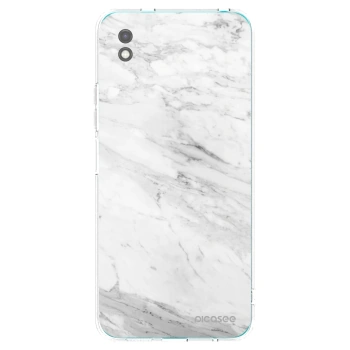 Picasee silikonový černý obal pro Xiaomi Redmi 9A - White marble