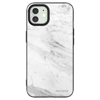 Picasee silikonový černý obal pro Apple iPhone 12 - White marble