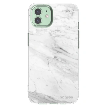 Picasee silikonový průhledný obal pro Apple iPhone 12 - White marble
