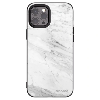 Picasee silikonový černý obal pro Apple iPhone 12 Pro Max - White marble