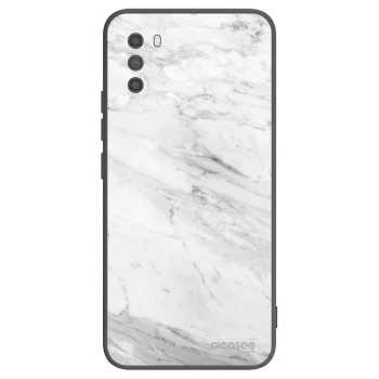 Picasee silikonový černý obal pro Xiaomi Poco M3 - White marble