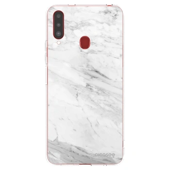 Picasee silikonový průhledný obal pro Samsung Galaxy A20s - White marble