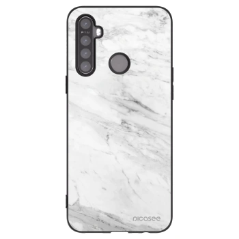 Picasee silikonový černý obal pro Realme 5 - White marble