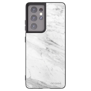 Picasee silikonový černý obal pro Samsung Galaxy S21 Ultra 5G G998B - White marble