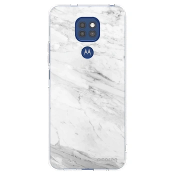 Picasee silikonový průhledný obal pro Motorola Moto G9 Play - White marble