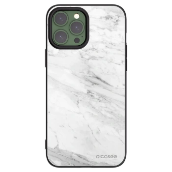 Picasee silikonový černý obal pro Apple iPhone 13 Pro Max - White marble