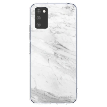 Picasee silikonový průhledný obal pro Samsung Galaxy A02s A025G - White marble