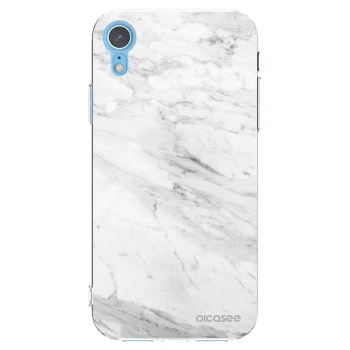 Picasee silikonový průhledný obal pro Apple iPhone XR - White marble