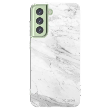 Picasee silikonový průhledný obal pro Samsung Galaxy S21 FE 5G - White marble