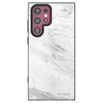 Picasee silikonový černý obal pro Samsung Galaxy S22 Ultra 5G - White marble
