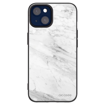 Picasee silikonový černý obal pro Apple iPhone 14 - White marble