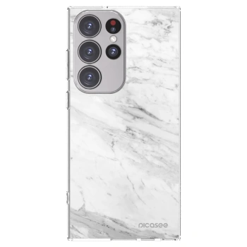 Picasee silikonový průhledný obal pro Samsung Galaxy S23 Ultra 5G - White marble
