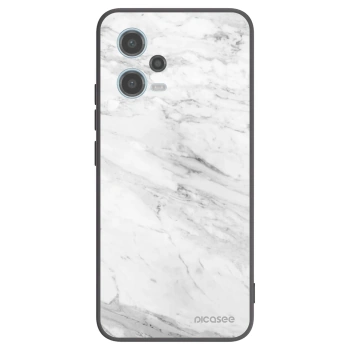 Picasee silikonový černý obal pro Xiaomi Redmi Note 12 5G - White marble