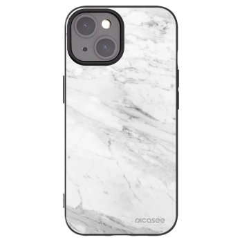 Picasee silikonový černý obal pro Apple iPhone 15 - White marble