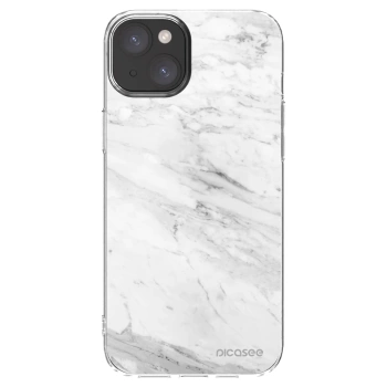 Picasee silikonový průhledný obal pro Apple iPhone 15 Plus - White marble