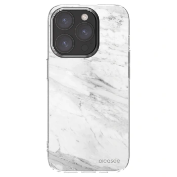 Picasee silikonový průhledný obal pro Apple iPhone 15 Pro - White marble
